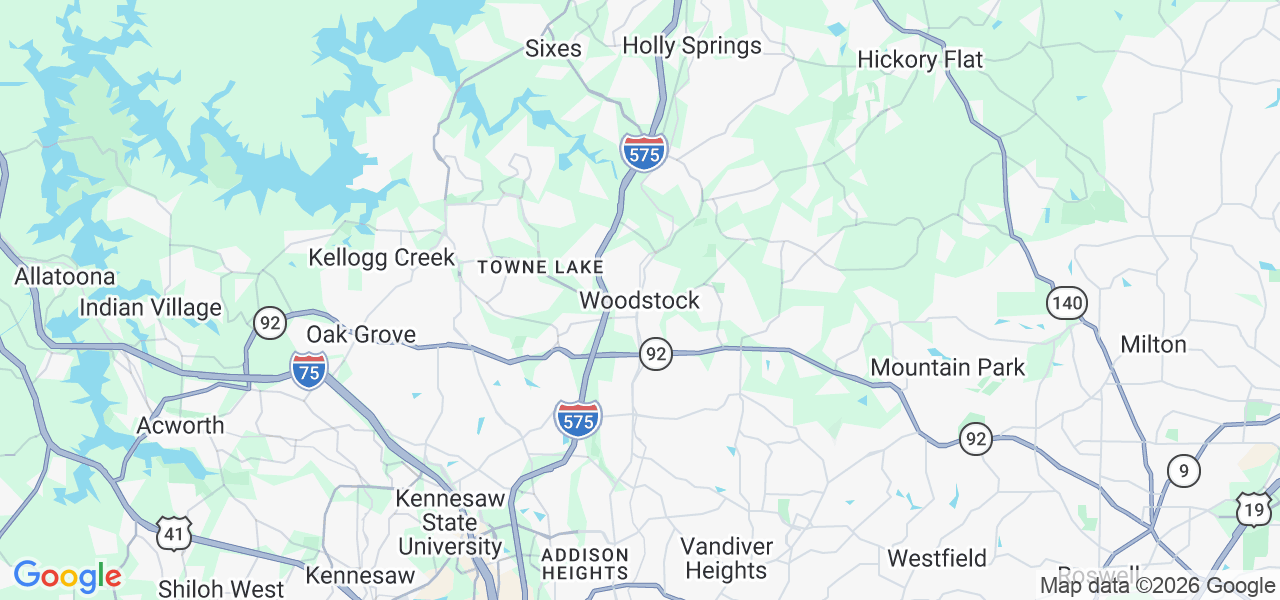 Map of Cherokee Equipment Rental's location and service area